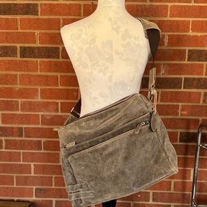 Black Rivet Brown Genuine Leather/Suede Messenger Bag